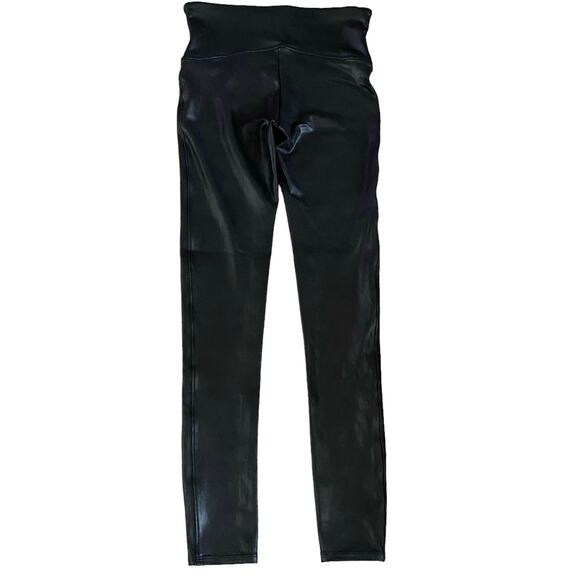 Spanx Size M Faux Leather Leggings Black High Rise Waist - Picture 3 of 6